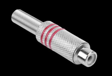 Gniazdo RCA srebrne 3 paski na kabel czerwone