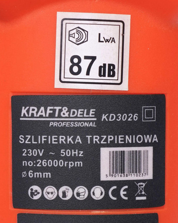 Szlifierka prosta trzpieniowa 1500W KD3026 - KRAFT&DELE