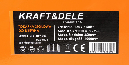 TOKARKA STOŁOWA DO DREWNA 650W KD1732 - KRAFT&DELE