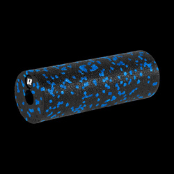 Mini wałek do masażu, roller piankowy gładki 5x15cm, kolor czarno-niebieski, materiał EPP, REBEL ACTIVE