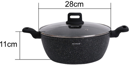 Garnek, kolor czarny-marmurek, Ø28cm, 5,71L Klausber KB-7672