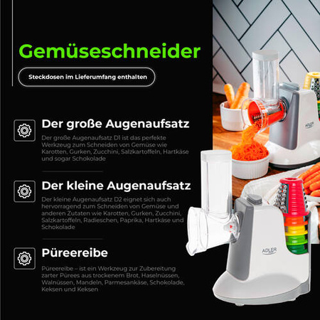 AD 4815 Szatkownica do warzyw z  5 nasadkami