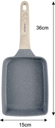 Patelnia prostokątna z powłoką nieprzywieralną, szara z drewnianą rączką, 36x15x4cm, Klausberg, KB-7814 KB-7814
