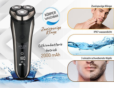 AD 2933 Golarka elektryczna 3 głowicowa z LCD