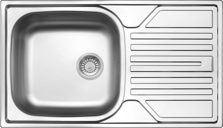 Zlewozmywak stalowy 1-komorowy z ociekaczem - odpływ 3.5" (ZEL 0113) - Deante