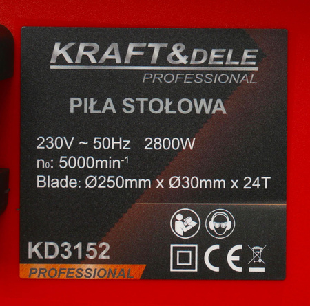 Pilarka stołowa tarczowa 2800W KD3152 - KRAFT&DELE