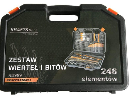 Zestaw wierteł i bitów 246 elementów KD999 - KRAFT&DELE