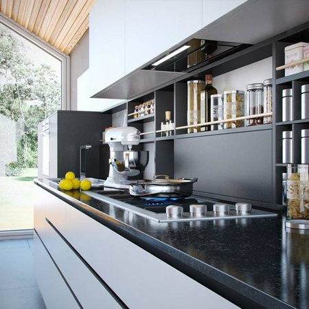 Okap podszafkowy czarne szkło cichy kuchenny Loteo 60.4 Black GLOBALO