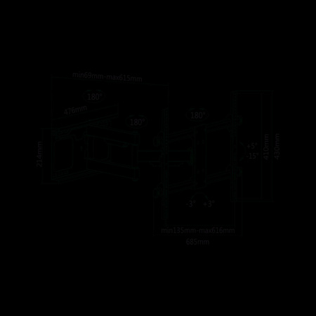 Uchwyt do ściany 37-70 cali czarny LPA49-463D (regulacja w pionie i w poziomie)