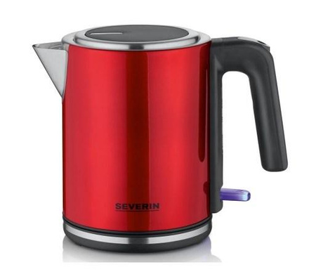 SEVERIN CZAJNIK ELEKTRYCZNY STALOWY, LAKIEROWANA CZERWIEŃ, ZAKRYTY ELEMENT GRZEJNY, OTWÓR XXL, WOLNY OD BPA, 1L, 2400W WK3427