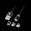 Kabel USB magnetyczny 3w1 microUSB, USB typu C, Lightning 100 cm czarny