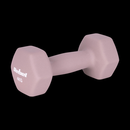 Hantelki żeliwne neoprenowe HEX 2x4kg, REBEL ACTIVE