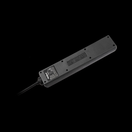 Przedłużacz sieciowy Rebel czarny 5 gniazd z przełącznikiem, kabel 5m (1,5mm)