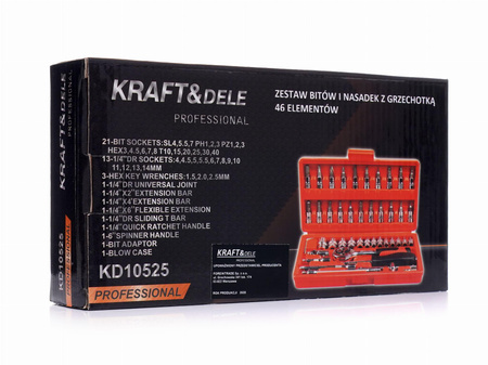 Zestaw narzędzi 46el. klucze nasadowe KD10525 - KRAFT&DELE