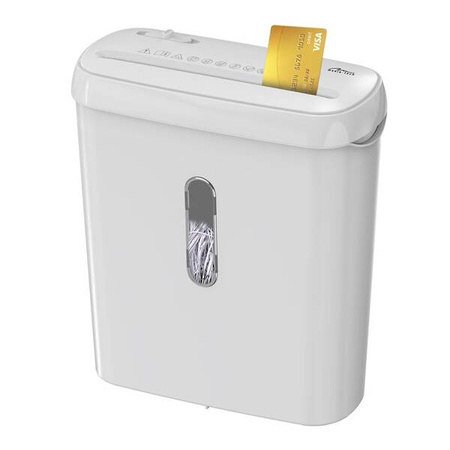WHITE SHREDDER - Biała niszczarka dokumentów, cięcie w paski 6,8mm, jednorazowo do 5 kartek, szybkość 3,8m/min, pojemność kosza 8L