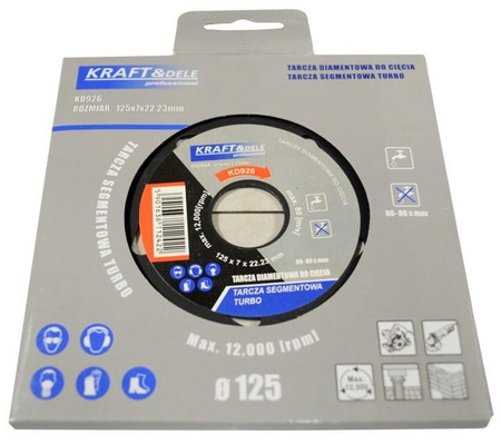 Tarcza segmentowa do cięcia 125x7x22,23 TURBO KD926 - KRAFT&DELE