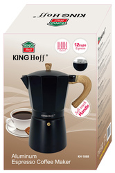 Zaparzacz do kawy espresso, aluminium, 6 filiżanek , czarny/drewnopodobny, KINGHoff, KH-1888 KH-1888