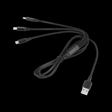 Kabel USB 3w1 microUSB, USB typu C, Lightning 100 cm