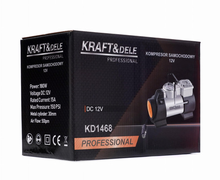 PRZENOŚNY KOMPRESOR SAMOCHODOWY 12V 190W KD1468 - KRAFT&DELE