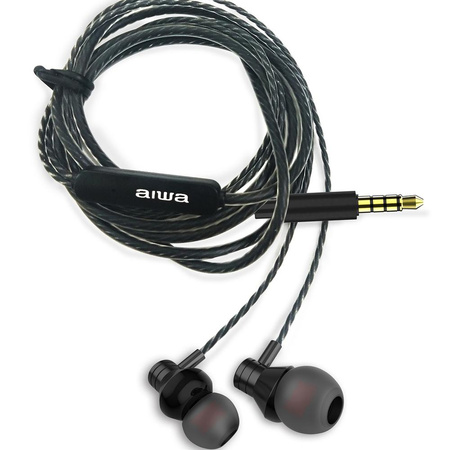 Słuchawki dokanałowe przewodowe AIWA ESTM-50BK czarne (8435256897166) - AIWA