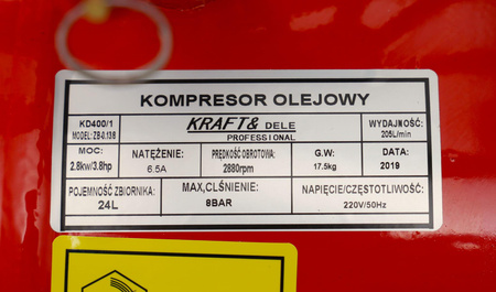 Kompresor Olejowy 24L KD400 + Zestaw 8w1 KD400-K3 - KRAFT&DELE