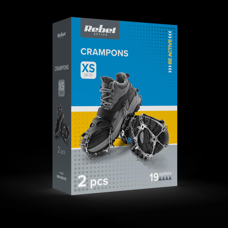 Raczki z kolcami na buty turystyczne, rozmiar XS ( 28 - 32 ) , REBEL ACTIVE