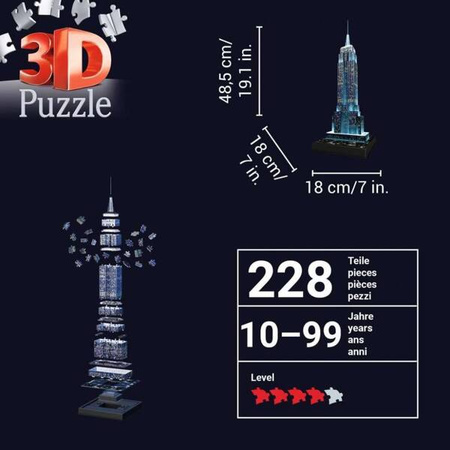 Puzzle 3D Budynki nocą Empire State Building