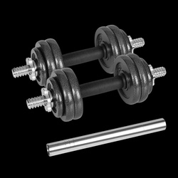 Hantle żeliwne regulowane w walizce z gryfem, zestaw 15kg REBEL ACTIVE