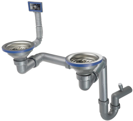 Syfon do zlewozmywaka stalowego 1.5- i 2-komorowego - odpływ 2" (ZXY 9956) - Deante