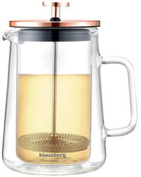 Zaparzacz tłokowy do kawy/herbaty, szkło, kolor miedziany, 0,60L Klausberg KB-7724