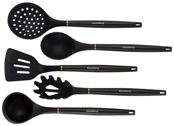 Zestaw przyborów kuchennych, noży, narzędzi i deska do krojenia, kolor czarny, Klausberg, KB-7835 KB-7835