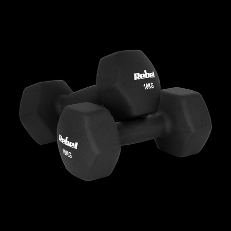 Hantelki żeliwne neoprenowe HEX 2x10kg, REBEL ACTIVE