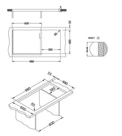 CADIT 50 kol. 91 CZARNY (1000x500) zlew Granital 1 kom. z syfonem POP-UP 3 1/2" ALVEUS (1140598)