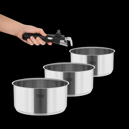 Zestaw garnków z odłączaną rączką TEESA COOK EXPERT SINGLE HAND