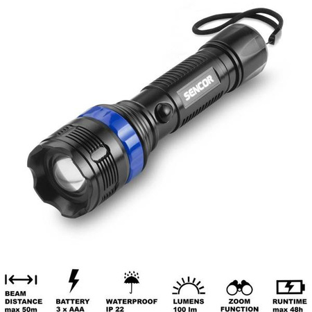 Lampa SLL 100 Latarka 1W LED 3xAAA SENCOR
