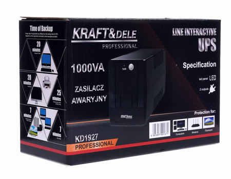 Zasilacz awaryjny UPS 1000VA LED KD1927 - KRAFT&DELE