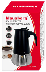 Zaparzacz do kawy espresso, stal nierdzewna, 6 filiżanek, czarna/srebrna, Klausberg, KB-7845 KB-7845