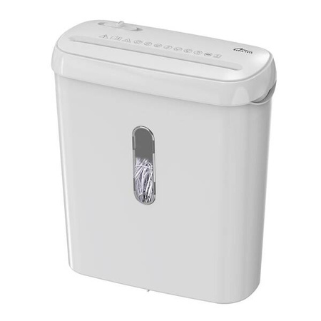 WHITE SHREDDER - Biała niszczarka dokumentów, cięcie w paski 6,8mm, jednorazowo do 5 kartek, szybkość 3,8m/min, pojemność kosza 8L