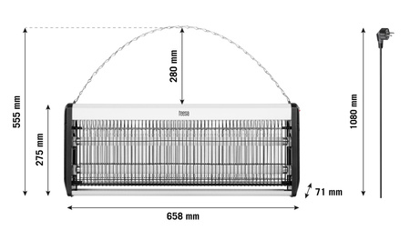Lampa owadobójcza TEESA rażąca 36W(2x18W)