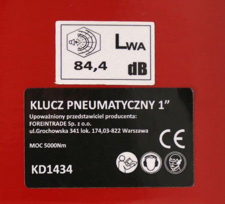 KLUCZ UDAROWY PNEUMATYCZNY 1" 5000Nm + WALIZKA KD1434 - KRAFT&DELE