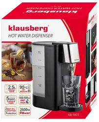Dozownik gorącej wody, dyspenser, czarny ze srebrnymi elementami ze stali nierdzewnej 2,5l, Klausberg, KB-7877 KB-7877
