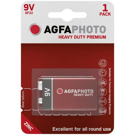 Bateria AgfaPhoto Heavy Duty 6F22 9V bl./1szt cynkowa