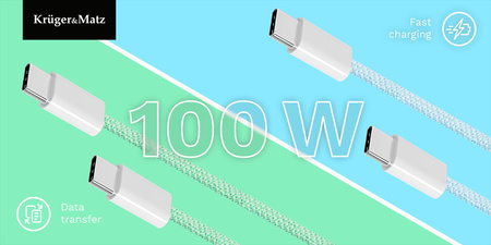 Kabel USB typu C - USB typu C 100 W 1,5 m zielony Kruger&Matz Basic