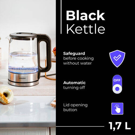 MS 1301 black Czajnik szklany 1,7 L z regulacją temp.