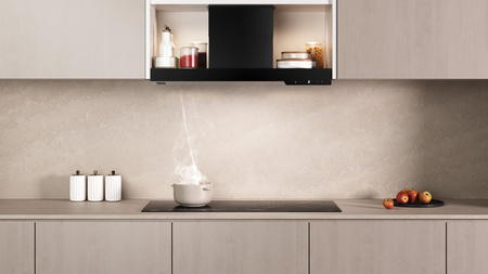 Okap w pełni zintegrowany, łatwy w montażu i z miejscem na przechowywanie INTEGRA GFI 97350 EOS BK TEKA