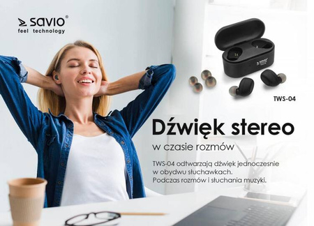 Słuchawki Bluetooth z mikrofonem, TWS-04