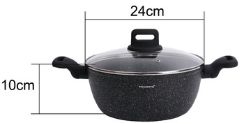 Garnek, kolor czarny-marmurek, Ø24cm, 3,79L Klausber KB-7671