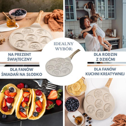 Patelnia do placków, bożonarodzeniowe wzory, aluminiowa, powłoka nieprzywierająca, beżowa, Ø26,5 cm, Klausberg, KB-7970 KB-7970