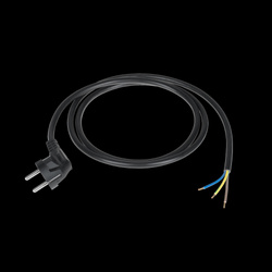 Przewód zasilający 3x1,5mm czarny 1,5m z wtyczką kątową