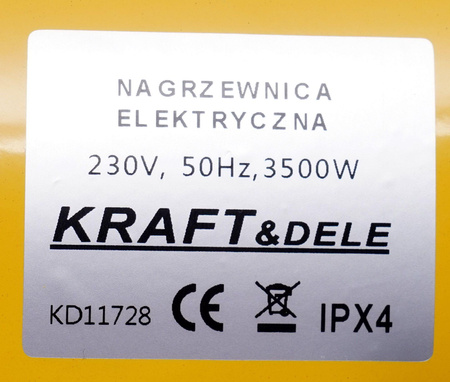 Nagrzewnica elektryczna farelka 3,5kW 230V KD11728 - KRAFT&DELE